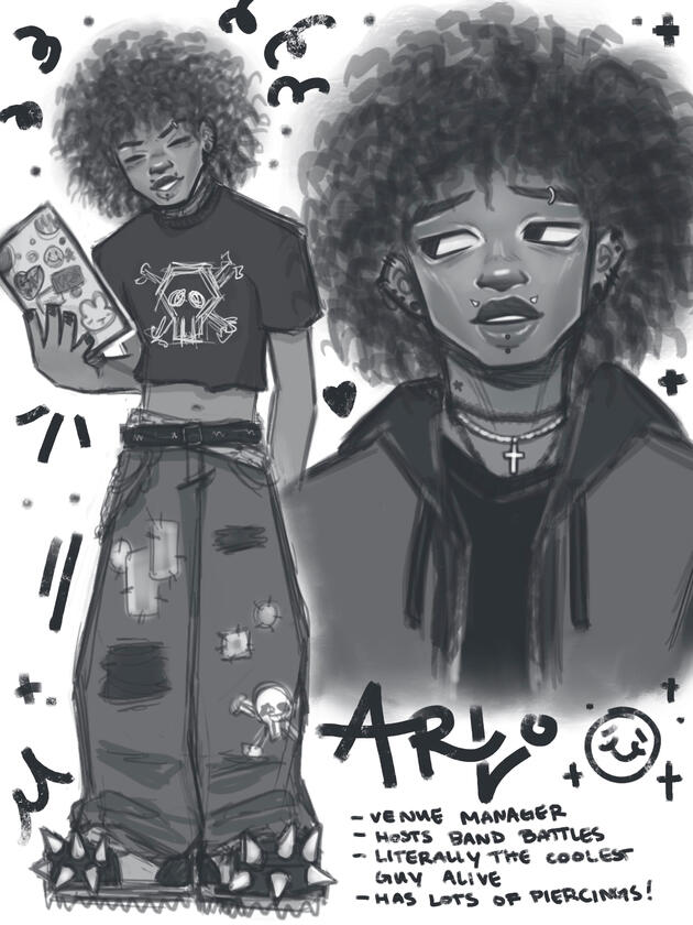 Girl Band Character Sheet: Arlo
