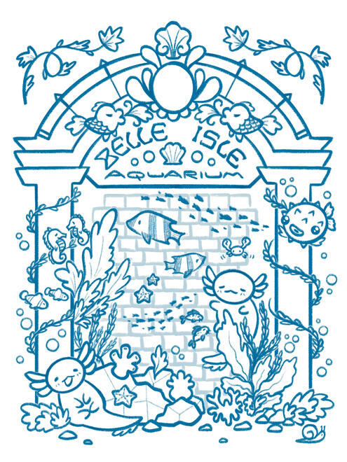 Belle Isle Aquarium Riso Poster