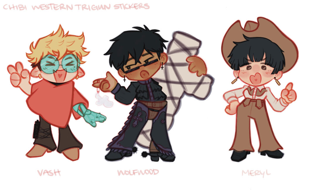 Chibi Western Trigun Stickers